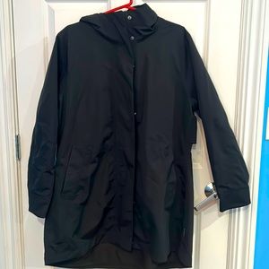 Athleta black hooded rain coat.  Size XL